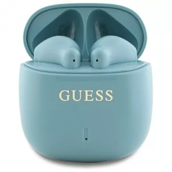 Guess Printed Classic Logo căști TWS Bluetooth cu carcasă de încărcare (turcoaz)