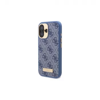 Guess GUHMP16SU4GPRB iPhone 16 6,1 inch husă rigidă albastră 4G Logo Plate MagSafe