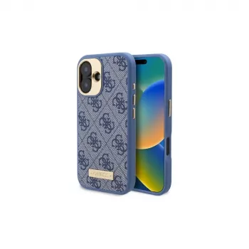 Guess GUHMP16MU4GPRB iPhone 16 Plus 6,7 inch husă rigidă albastră 4G Logo Plate MagSafe