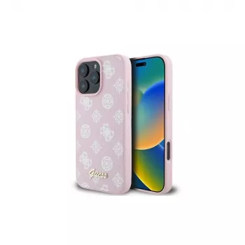 Guess GUHMP16LPGPYSP iPhone 16 Pro 6,3 inch husă rigidă roz Peony Script Logo MagSafe