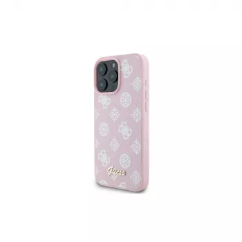 Guess GUHMP16LPGPYSP iPhone 16 Pro 6,3 inch husă rigidă roz Peony Script Logo MagSafe