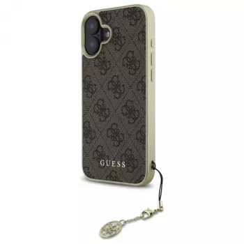 Guess GUHCP16SGF4GBR husă rigidă pentru Apple iPhone 16 6,1 inch maro 4G Charms Collection