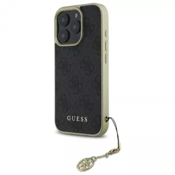 Guess GUHCP16LGF4GGR iPhone 16 Pro 6,3 inch husă rigidă neagră 4G Charms Collection