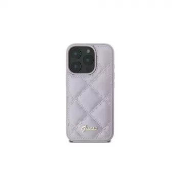 Guess GUHCP16SPSQSQSU husă rigidă Quilted Metal Logo pentru Apple iPhone 16 6,1 inch - mov deschis