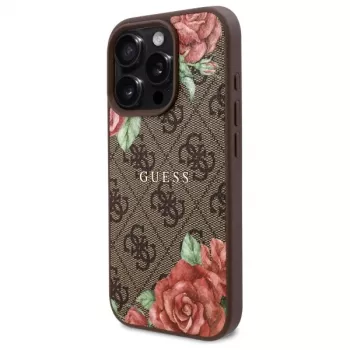 Guess GUHMP16LP4ROPEMCW iPhone 16 Pro husă rigidă 4G Flowers Print MagSafe maro