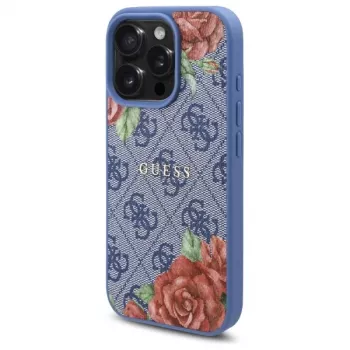 Guess GUHMP16XP4ROPEMCB iPhone 16 Pro Max 6,9 inch husă rigidă albastră 4G Flowers Print MagSafe