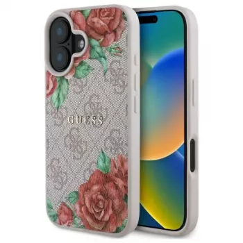 Guess GUHMP16SP4ROPEMCP husă rigidă pentru Apple iPhone 16 6,1 inch roz cu imprimeu floral MagSafe