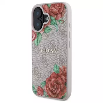 Guess GUHMP16SP4ROPEMCP husă rigidă pentru Apple iPhone 16 6,1 inch roz cu imprimeu floral MagSafe