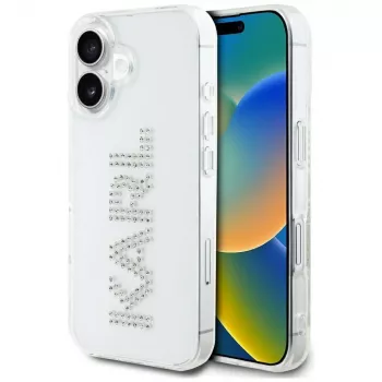 KARL LAGERFELD IML Rhinestones Logo capac spate pentru Apple iPhone 16 - transparent