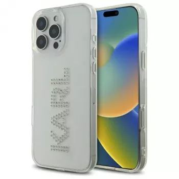 Karl Lagerfeld KLHCP16XHKLSTDCT husă rigidă pentru iPhone 16 Pro Max 6,9 inch transparentă cu logo cu strasuri