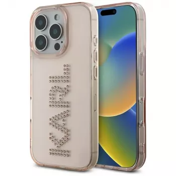 KARL LAGERFELD IML Rhinestones Logo husă pentru iPhone 16 Pro Max roz