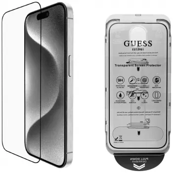 Guess BP Rhinestone set 2 în 1 protecție ecran și lentilă cameră pentru Apple iPhone 16 Pro Max - argintiu