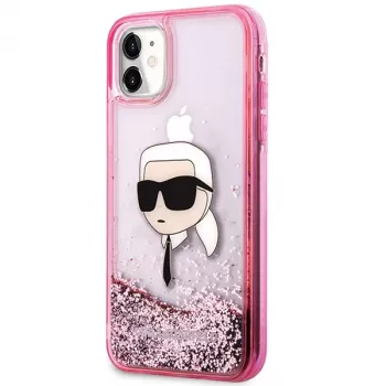 Husă rigidă Karl Lagerfeld KLHCN61LNKHCP pentru iPhone 11/XR, roz, Glitter Karl Head