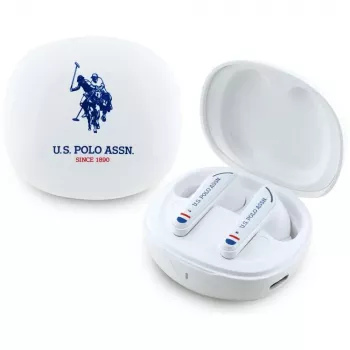 Căști true wireless stereo US Polo Assn DH Logo cu carcasă de încărcare (albe)