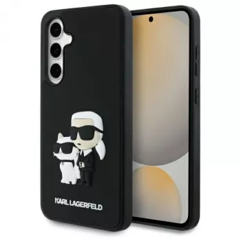 Husă rigidă Karl Lagerfeld KLHCS24FE3DRKCNK S24 FE S721 neagră/neagră 3D Rubber Karl&Choupette
