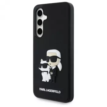 Husă rigidă Karl Lagerfeld KLHCS24FE3DRKCNK S24 FE S721 neagră/neagră 3D Rubber Karl&Choupette