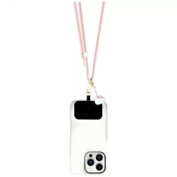 HELLO KITTY Patch cu șnur universal pentru telefon & breloc cap Kitty roz