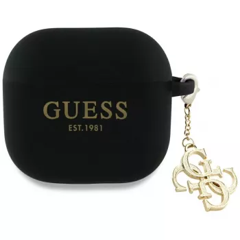 Guess Silicone 4G Charm Husă pentru AirPods 4 - negru
