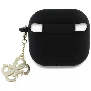 Guess Silicone 4G Charm Husă pentru AirPods 4 - negru