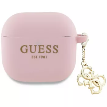 Guess GUA4LECG4P Husă AirPods 4 roz silicon 4G Charm