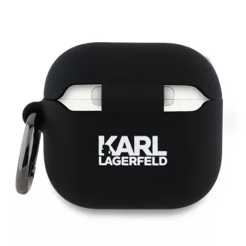 Karl Lagerfeld KLA4RUNCHK Husă AirPods 4 neagră silicon Choupette Head 3D