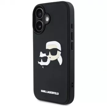KARL LAGERFELD HC 3D Rubber DoubleHeads Husă pentru iPhone 16, negru