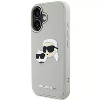 KARL LAGERFELD HC 3D Rubber DoubleHeads Husă pentru Apple iPhone 16 - bej