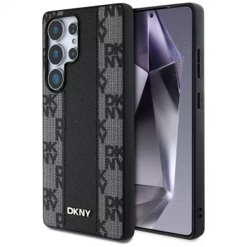 DKNY Leather Checkered Pattern MagSafe husă pentru Samsung Galaxy S25 Ultra neagră