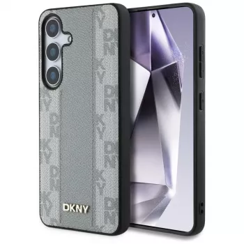 DKNY Leather Checkered Pattern MagSafe husă pentru Samsung Galaxy S25 - taupe