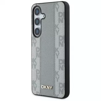 DKNY Leather Checkered Pattern MagSafe husă pentru Samsung Galaxy S25 - taupe