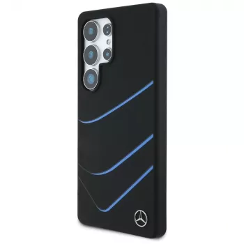 Husă MagSafe MERCEDES-BENZ din silicon cu curbe contrastante pentru Samsung Galaxy S25 Ultra neagră