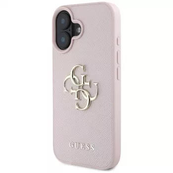 Carcasă spate Guess Grained Big 4G Logo Small Classic Logo pentru Apple iPhone 16 - roz