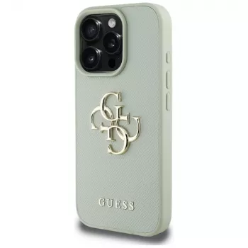 Carcasă spate Guess Grained Big 4G Logo Small Classic Logo pentru Apple iPhone 16 Pro - verde