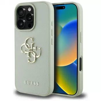 Carcasă spate Guess Grained Big 4G Logo Small Classic Logo pentru Apple iPhone 16 Pro Max - verde