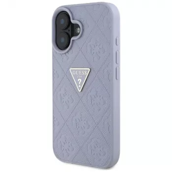 Husă Guess Hot Stamp 4G Pattern Triangle Metal Logo pentru iPhone 16 (mov)