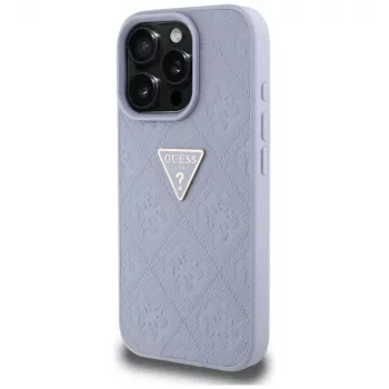 Husă Guess Hot Stamp 4G Pattern Triangle Metal Logo pentru iPhone 16 Pro Max (mov)