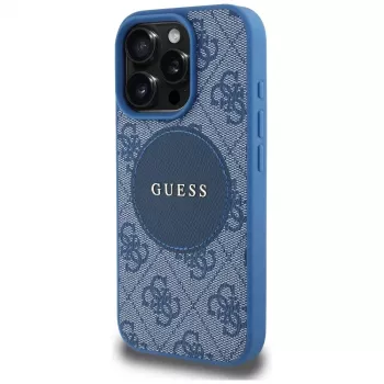 Husă MagSafe Guess 4G Circle Classic Logo pentru iPhone 16 Pro Max, albastru