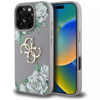 Carcasă spate Guess Grained Roses Big 4G Logo pentru Apple iPhone 16 Pro - mov