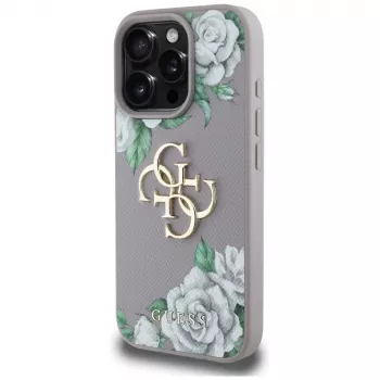 Husă Guess Grained Roses Big 4G Logo pentru Apple iPhone 16 Pro Max - mov