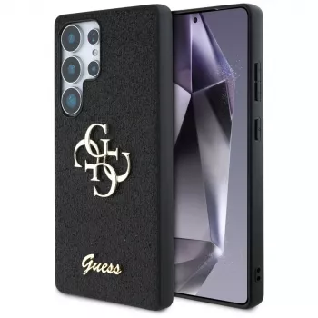 Husă Guess Fixed Glitter Big 4G Metal Logo pentru Samsung Galaxy S25 Ultra (neagră)