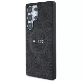 Guess Leather 4G Colored Ring Classic Logo MagSafe husă pentru Samsung Galaxy S25 Ultra, neagră