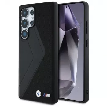 BMW Leather Oversized Stripes MagSafe husă pentru Samsung Galaxy S25 Ultra neagră