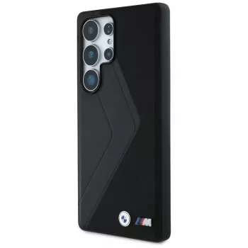 BMW Leather Oversized Stripes MagSafe husă pentru Samsung Galaxy S25 Ultra neagră