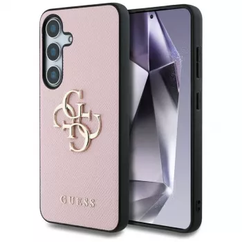Carcasă spate Guess Grained Big 4G Logo Small Classic Logo pentru Samsung Galaxy S25 Plus, roz