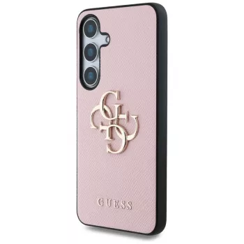 Carcasă spate Guess Grained Big 4G Logo Small Classic Logo pentru Samsung Galaxy S25 Plus, roz