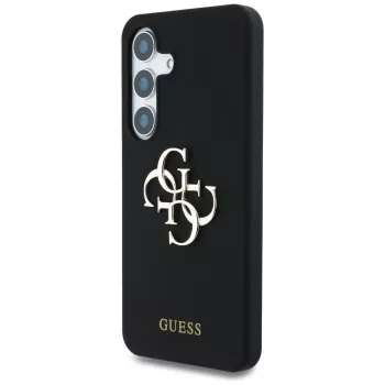 Husă Guess Silicone Big 4G Logo Bottom Script pentru Samsung Galaxy S25, neagră