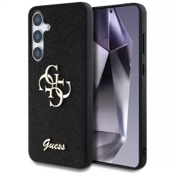 Husă Guess Fixed Glitter Big 4G Metal Logo pentru Samsung Galaxy S25 (neagră)