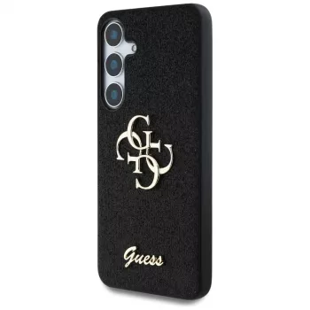 Husă Guess Fixed Glitter Big 4G Metal Logo pentru Samsung Galaxy S25 (neagră)
