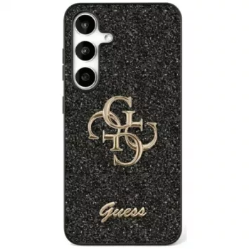 Husă Guess Fixed Glitter Big 4G Metal Logo pentru Samsung Galaxy S25+ (neagră)