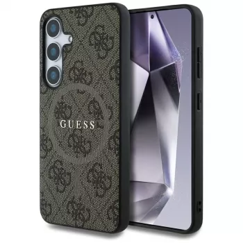 Guess Leather 4G Colored Ring Classic Logo MagSafe husă pentru Samsung Galaxy S25 (maro)